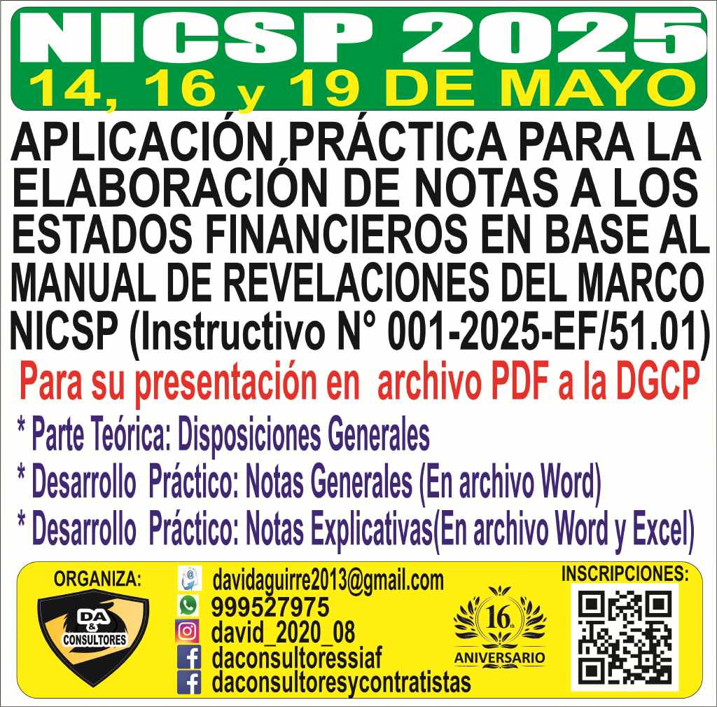 APLICACIÓN PRÁCTICA PARA LA ELABORACIÓN DE NOTAS A LOS EEFF EN BASE AL MANUAL DE REVELACIONES DEL MARCO NICSP 